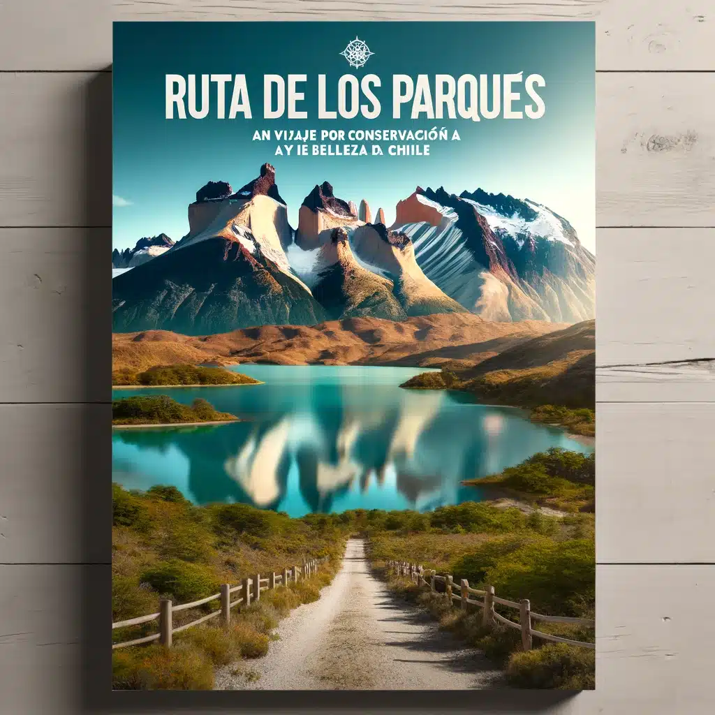 DALL·E 2024-05-16 09.53.27 – Create a course cover design for ‘Ruta de los Parques Un Viaje por la Conservación y la Belleza de Chile’. The cover features a stunning photograph o